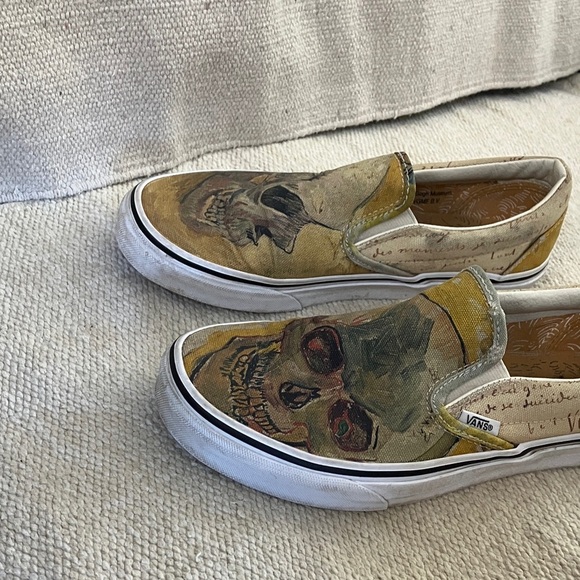Van Gogh Museum Vans Slip-On canvas Sneakers Skull Art size 7 men’s 8.5 women’s - Picture 13 of 16